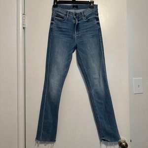 Mother The Mid Rise Dazzler Ankle Fray Denim Jeans 26